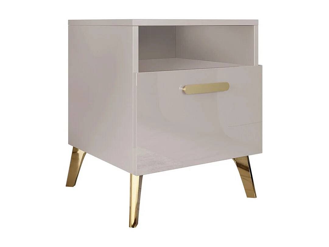 Table de chevet Comfivo Teslomo 111, Cachemire Brillant|Cachemire|Doré, 47x40x38cm