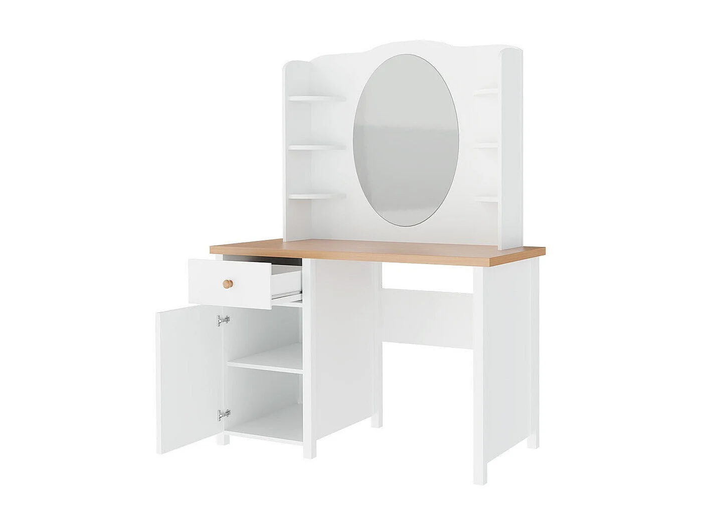 Coiffeuse Romelbo 106, Chêne|Blanc, Disponible, 157x110x52cm