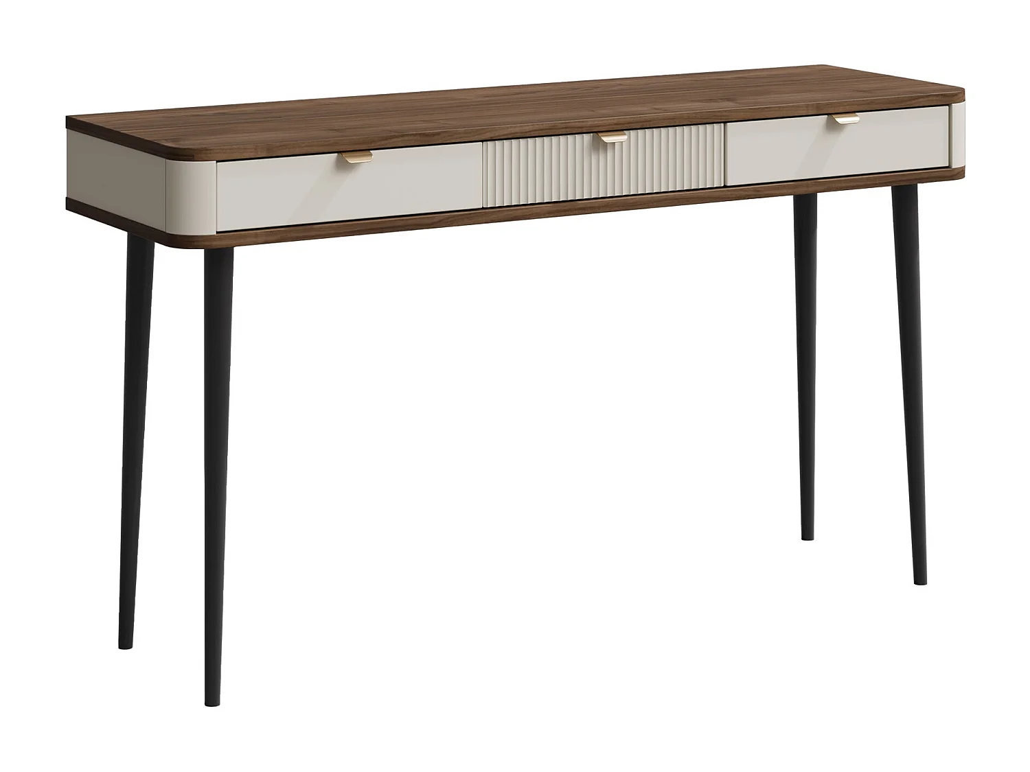 Bureau Lufela 114, Avec tiroirs, 82x130x40cm, Noyer|Cachemire