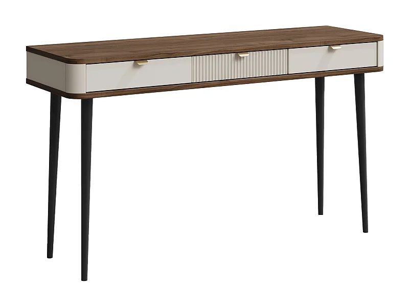 Bureau Lufela 114, Avec tiroirs, 82x130x40cm, Cachemire|Noyer