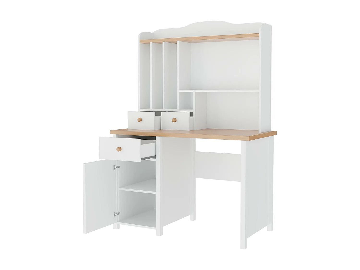Bureau Romelbo 119, Avec tiroirs|Avec des portes, 76x110x52cm, Chêne|Blanc