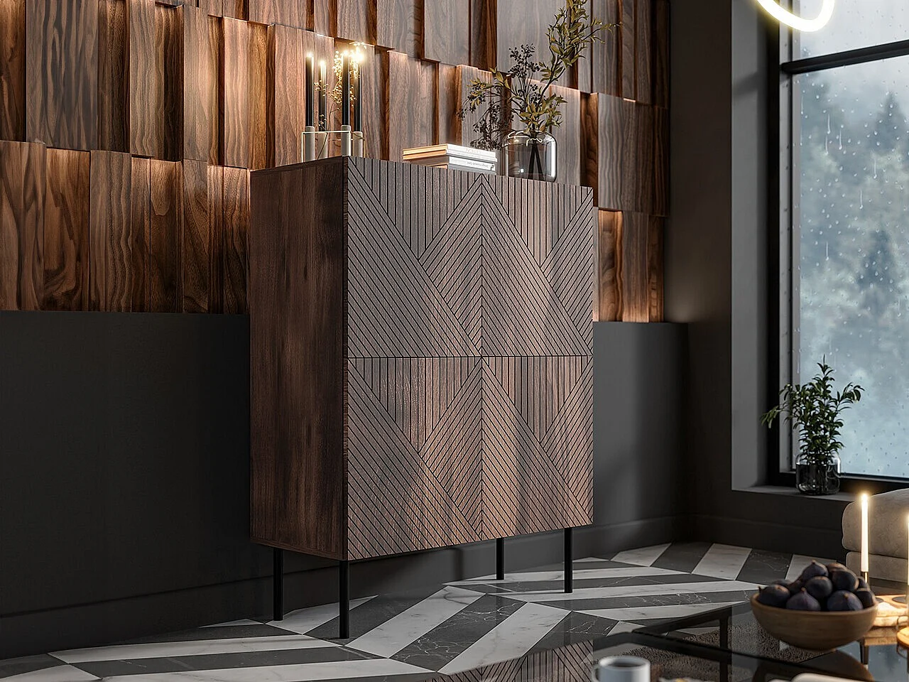 Buffet Venophu 106, Noyer, 118x89x42cm, MDF|Stratifié