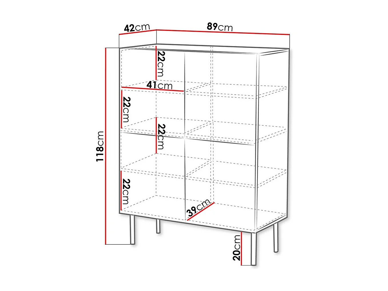 Buffet Venophu 106, Noyer, 118x89x42cm, MDF|Stratifié
