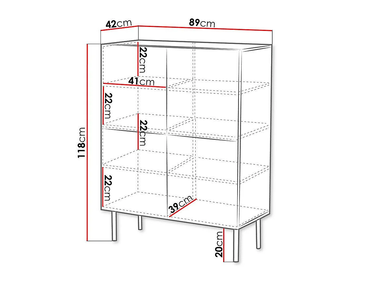 Buffet Doctrina I, Le nombre de portes: 2, Stratifié, 12x9x4cm