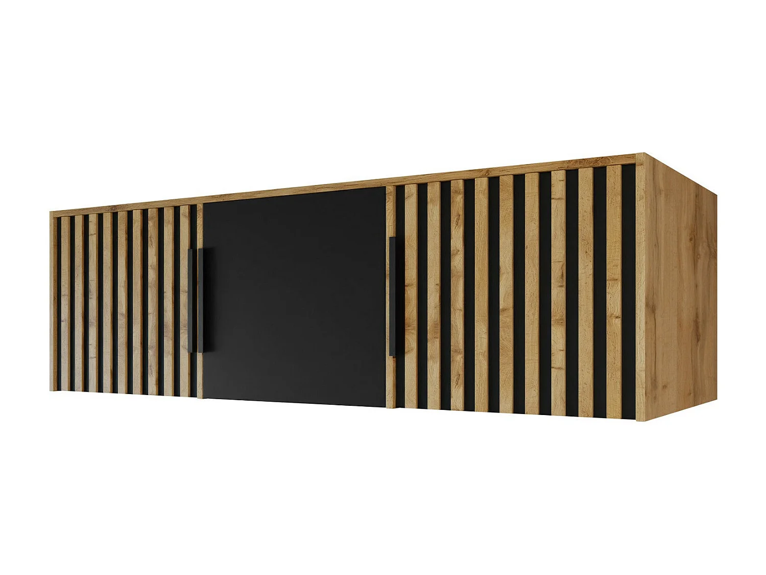 Buffet Enolevo 105, Noir|Chêne wotan, 45x150x58cm, Stratifié