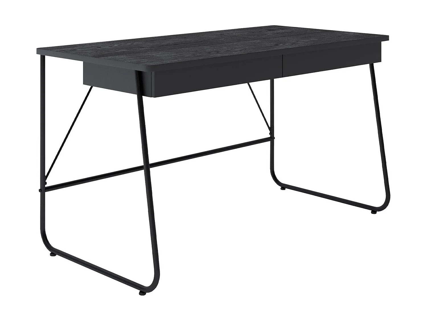 Bureau Fresno 161, Avec tiroirs, 77x135x67cm, Noir