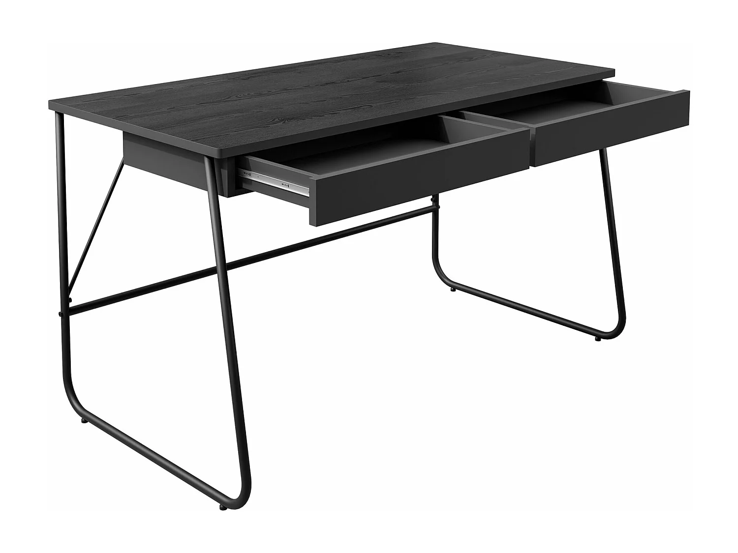 Bureau Fresno 161, Avec tiroirs, 77x135x67cm, Noir