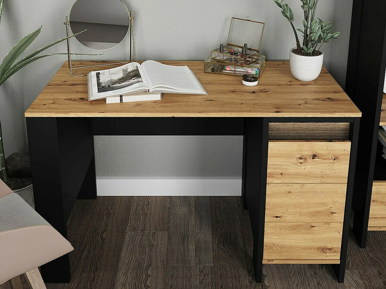 Bureau Lomsevu 104, Avec des portes|Avec tiroirs, Le nombre de portes: 1, 76x122x58cm