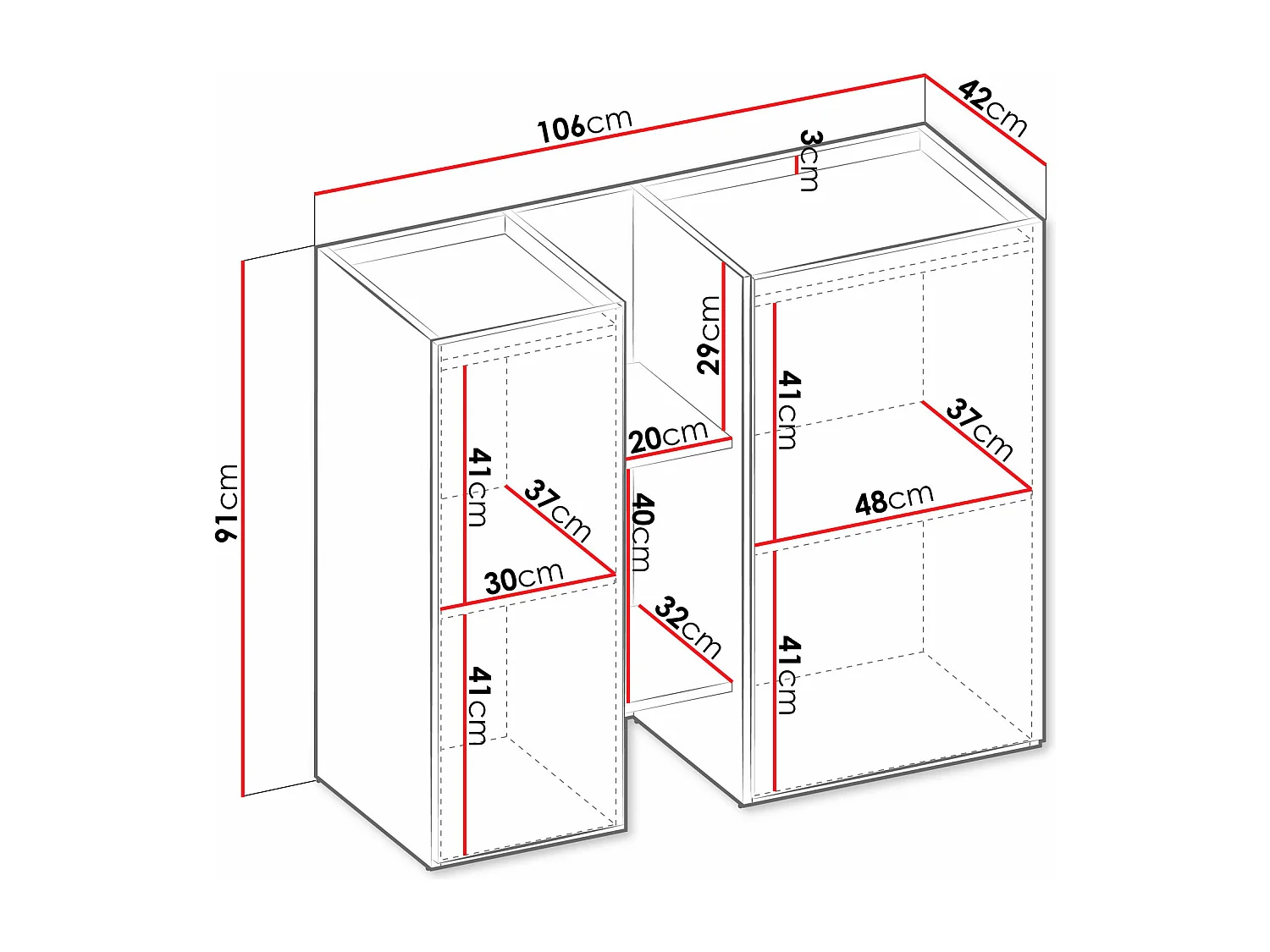 Buffet Delruvi 106, Chêne clair|Cachemire|Truffe, 91x106x42cm, Stratifié