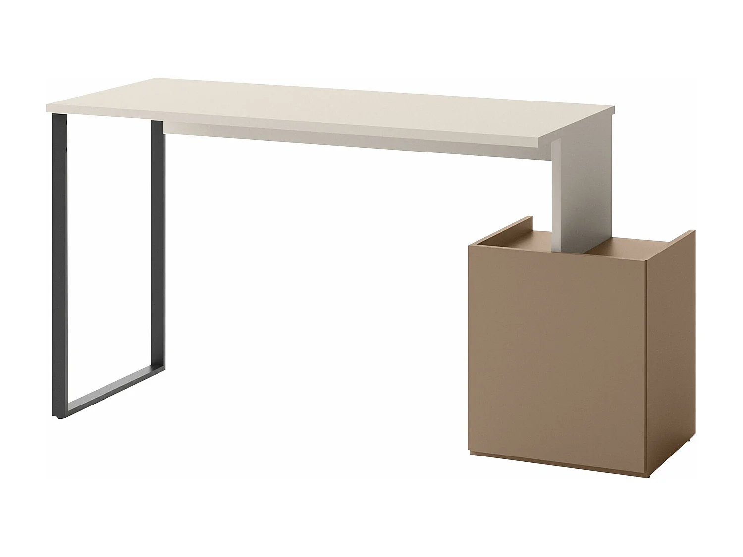 Bureau Delruvi 109, Avec des portes, 77x125x55cm, Truffe|Noir|Cachemire