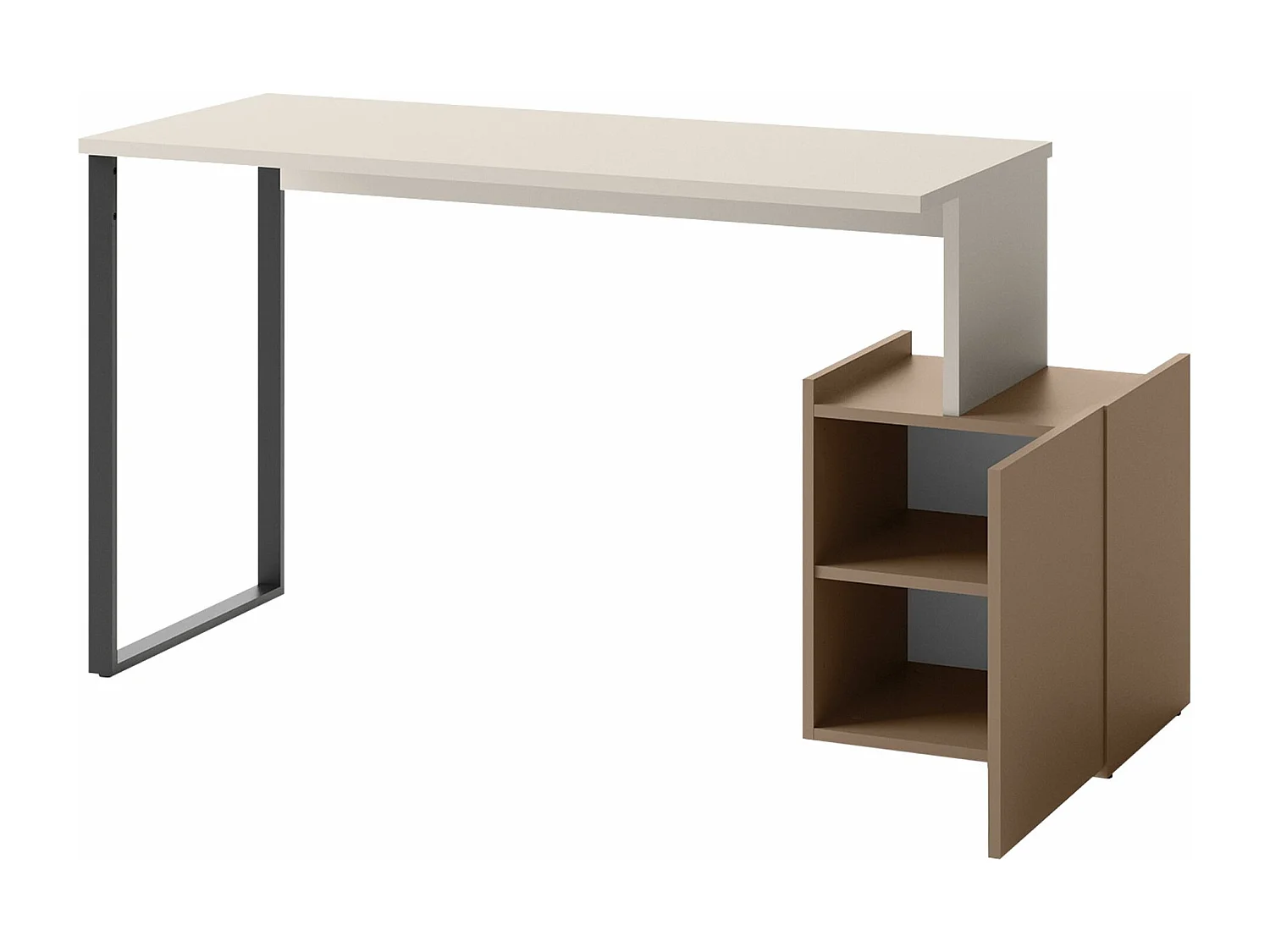 Bureau Delruvi 109, Avec des portes, 77x125x55cm, Truffe|Noir|Cachemire