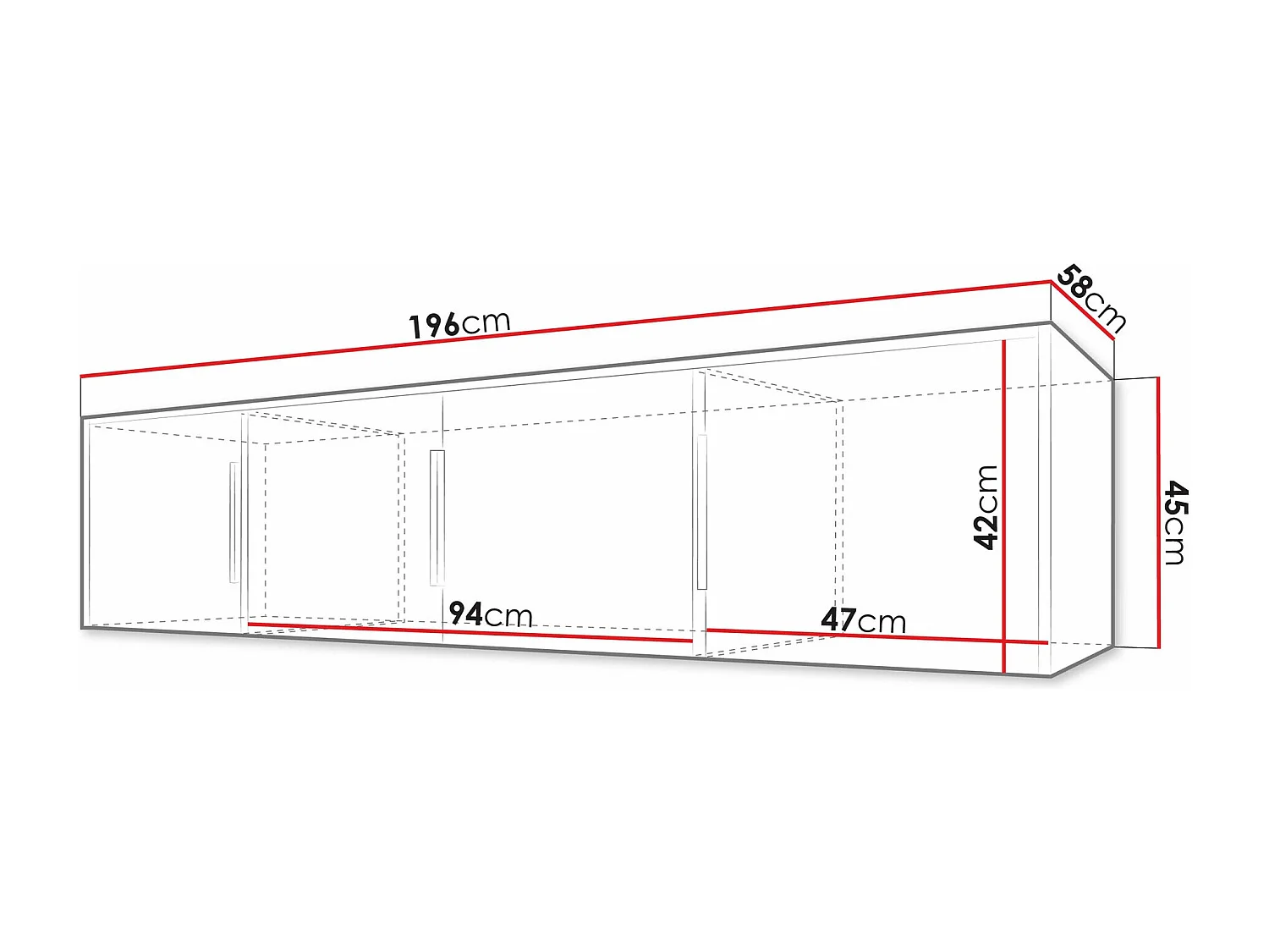 Buffet Enolevo 107, Chêne wotan|Blanc, 45x196x58cm, Stratifié