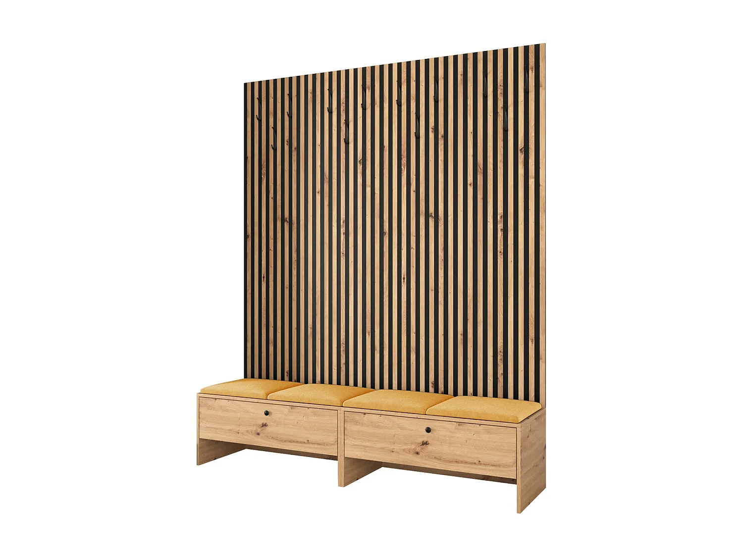 Meuble d'entrée Hartford 485, 206x170x44cm, Stratifié|Tissu, À poser