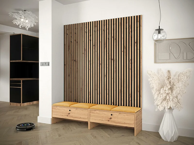 Meuble d'entrée Hartford 485, 206x170x44cm, Stratifié|Tissu, À poser