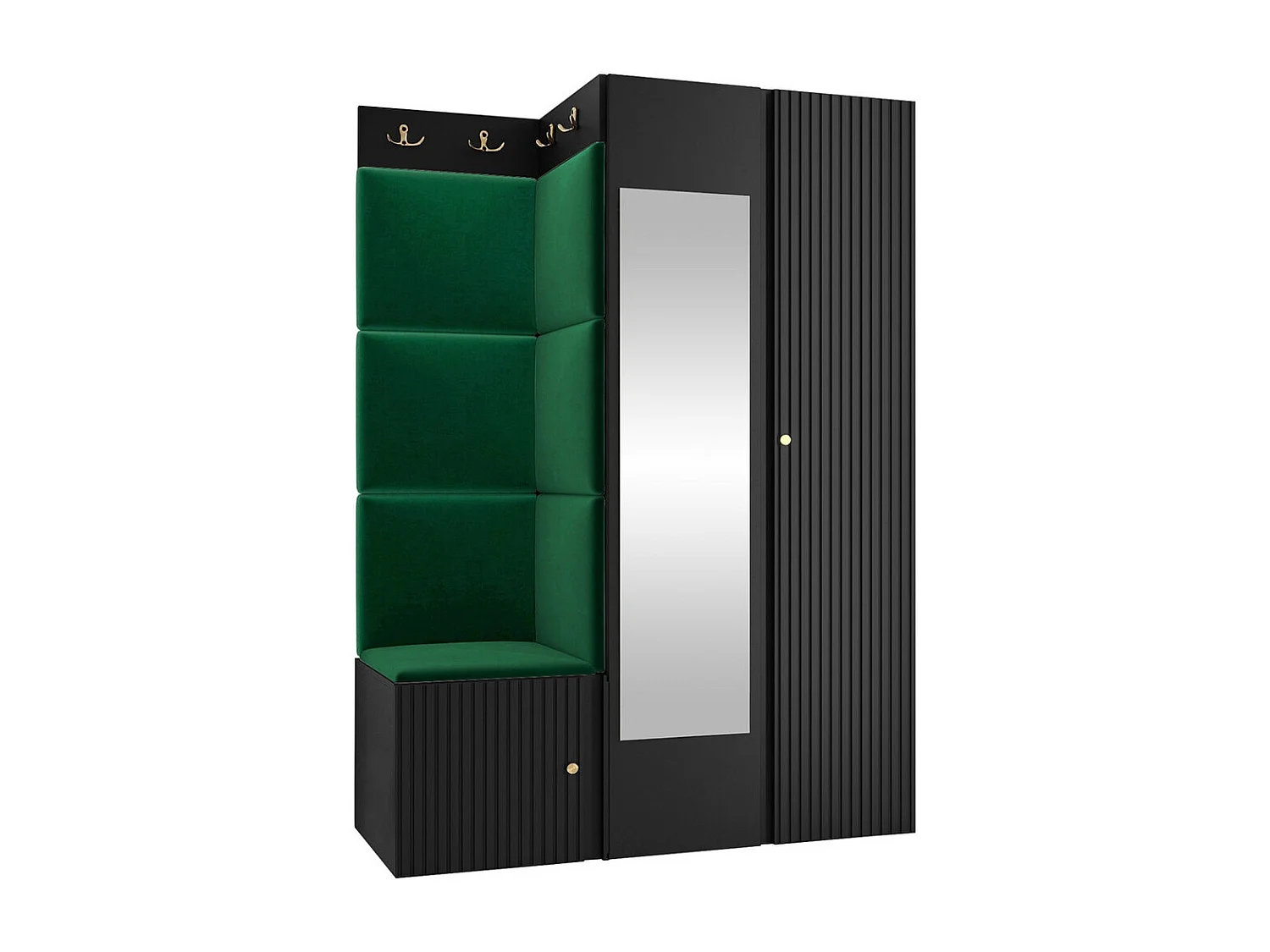 Meuble d'entrée Hartford 388, 186x116x46cm, Disponible, Vert|Noir, MDF|Stratifié|Tissu