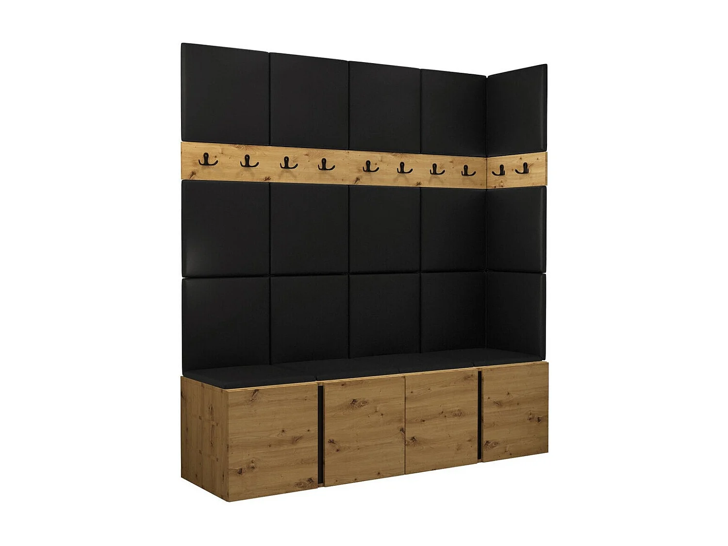 Meuble d'entrée Pinis II, 186x168x46cm, Chêne Artisan, Stratifié|Faux cuir