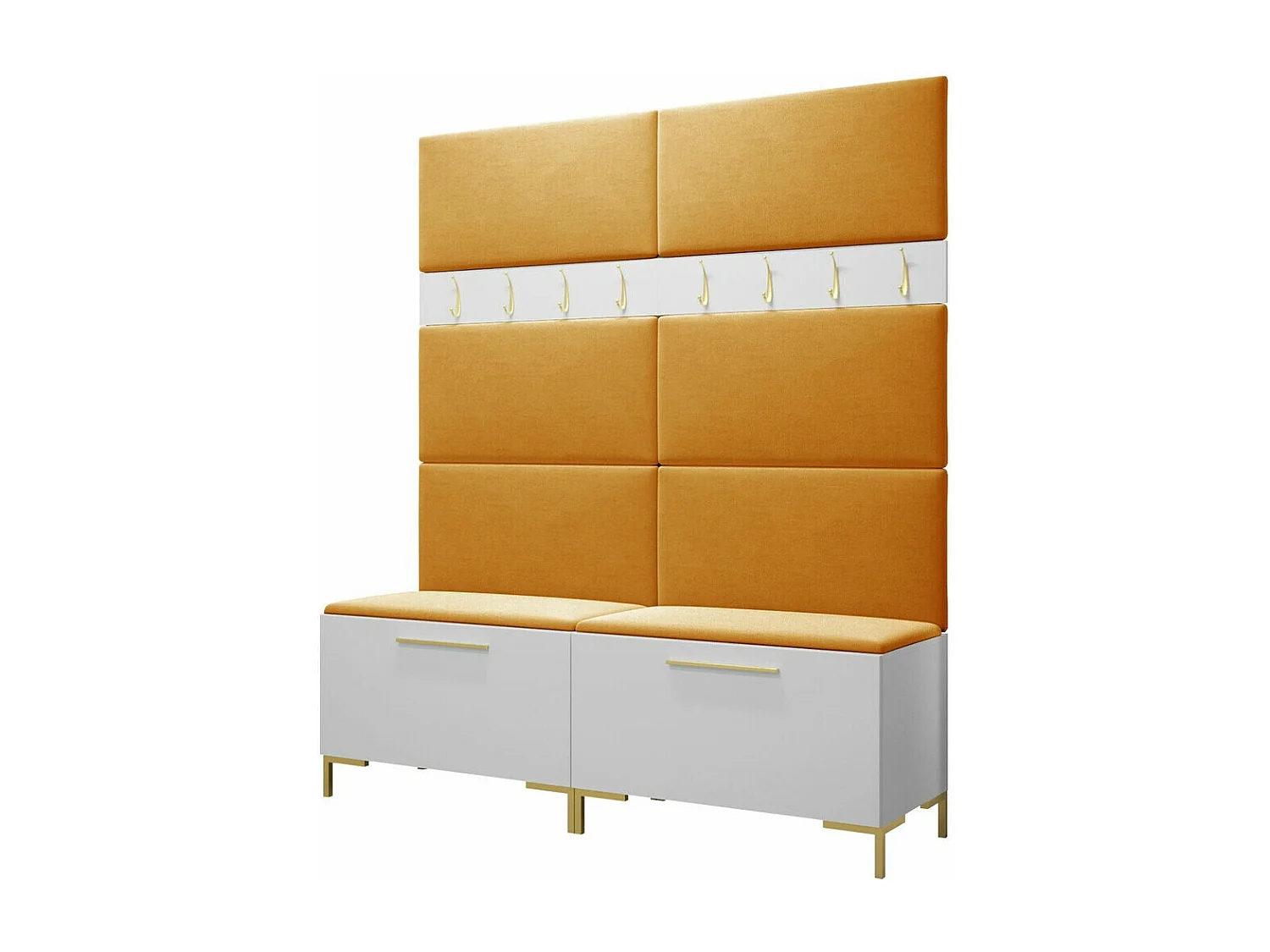 Meuble d'entrée Tivsoa 101, 196x168x46cm, Blanc, Tissu|Stratifié, Murale|À poser