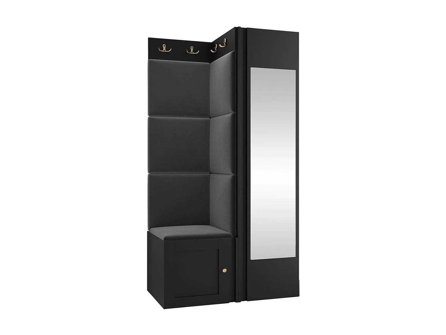 Meuble d'entrée Hartford 382, 186x82x46cm, Disponible, Noir, MDF|Stratifié|Tissu