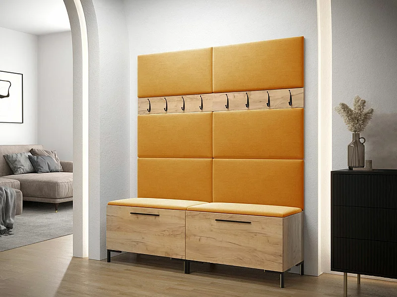 Meuble d'entrée Tivsoa 101, 196x168x46cm, Craft chêne, Tissu|Stratifié, Murale|À poser