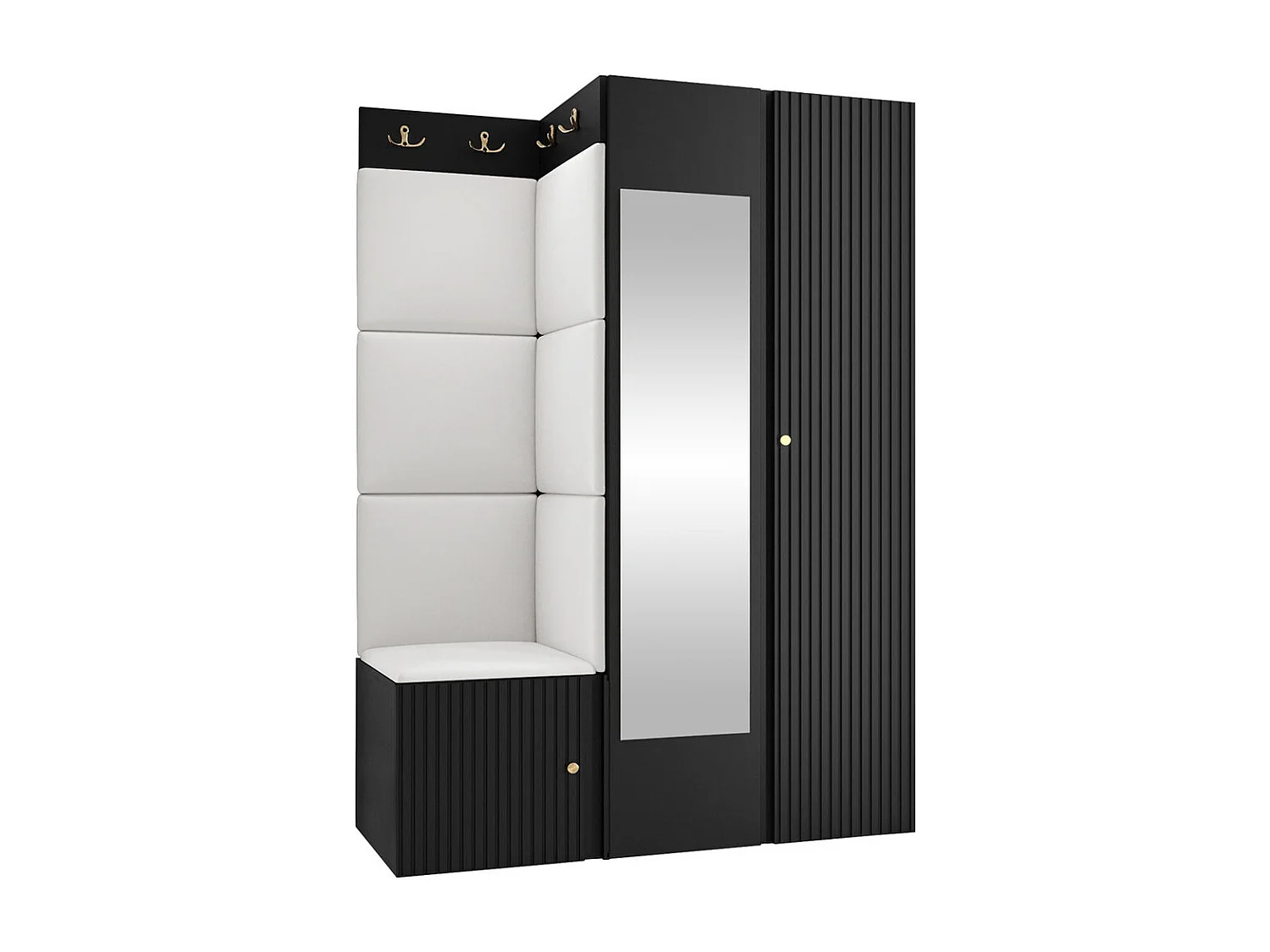 Meuble d'entrée Hartford 388, 186x116x46cm, Disponible, Noir|Blanc, Murale|À poser