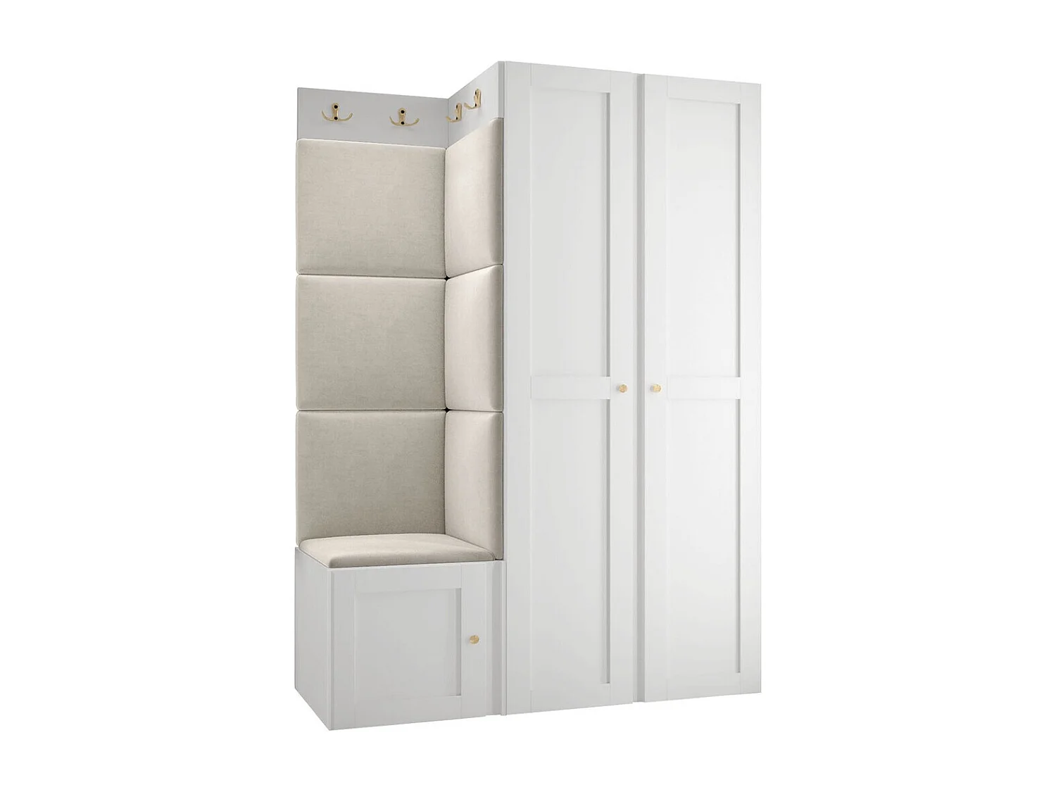 Meuble d'entrée Hartford 379, 186x116x46cm, Brun clair|Blanc, Tissu|MDF|Stratifié