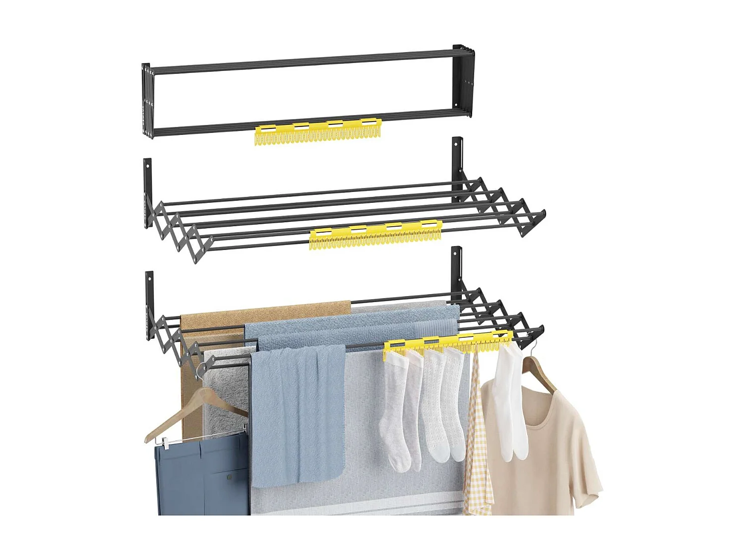 Tendedero Plegable Pared  Wall V80 Negro - Newlux