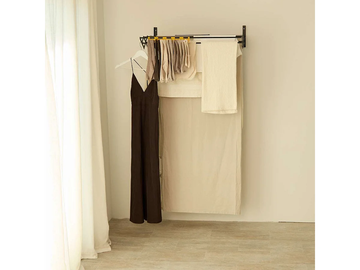 Tendedero Plegable Pared  Wall V80 Negro - Newlux