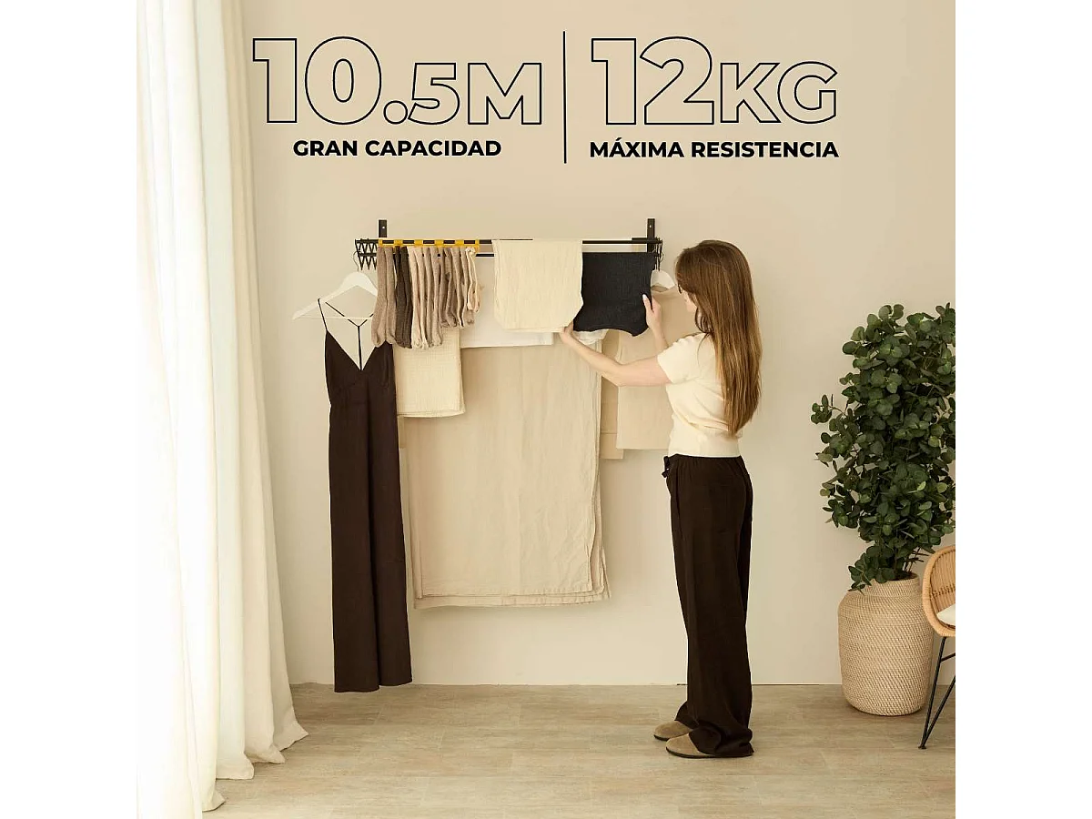 Tendedero Plegable Pared  Wall V100 Negro - Newlux