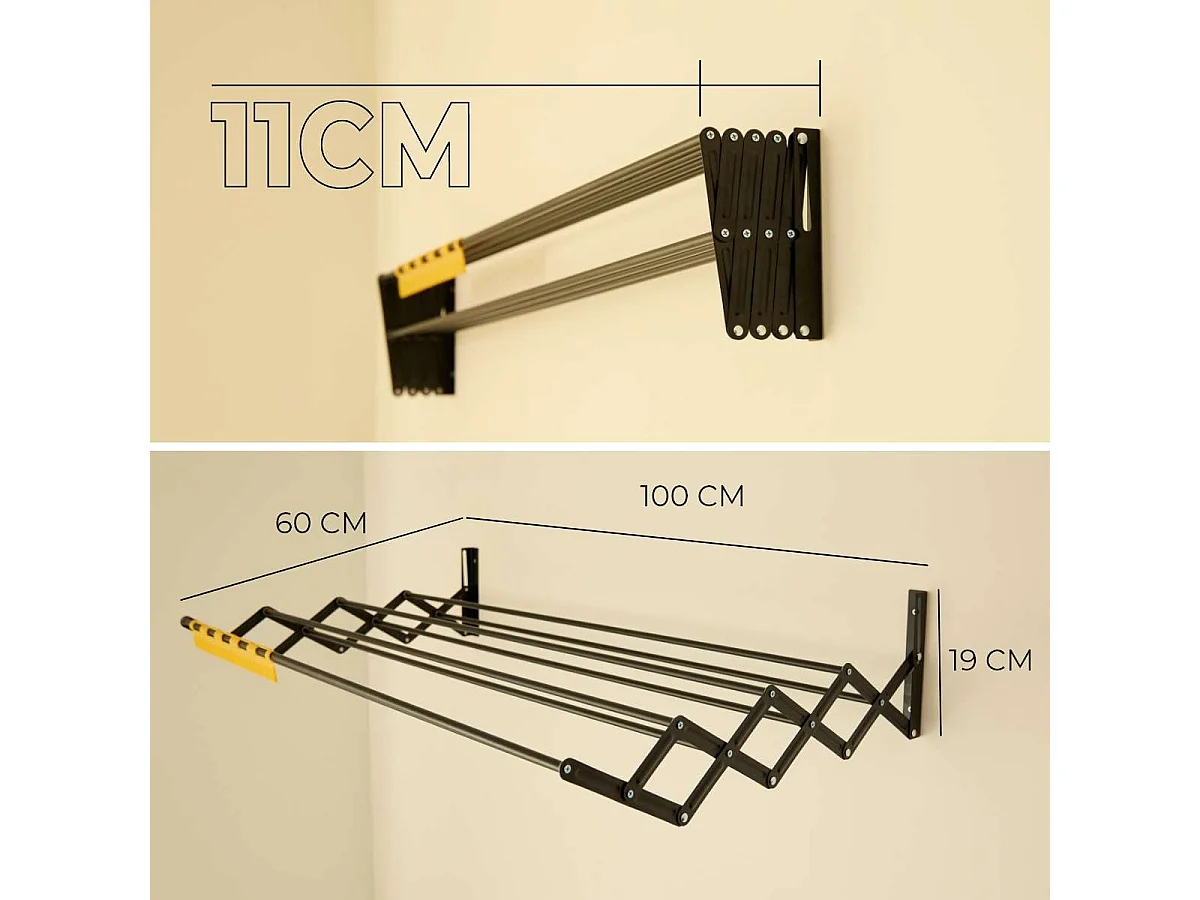 Tendedero Plegable Pared  Wall V100 Negro - Newlux