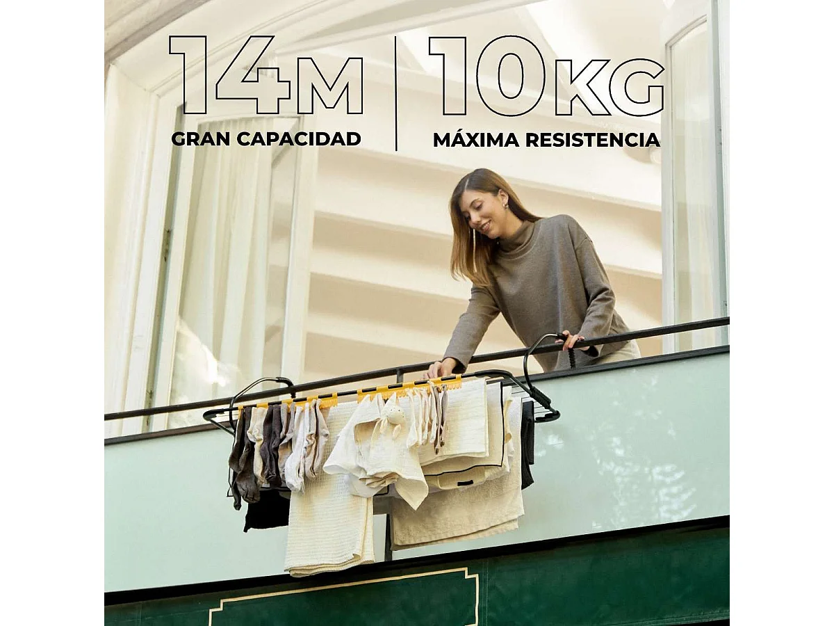 Tendedero Balcón  Aereo V14 Negro - Newlux