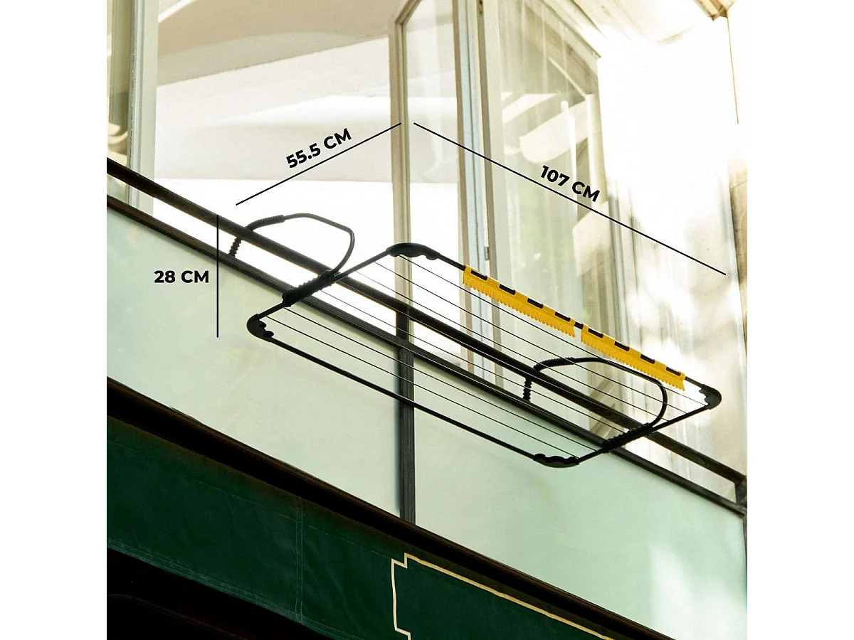 Tendedero Balcón  Aereo V14 Negro - Newlux