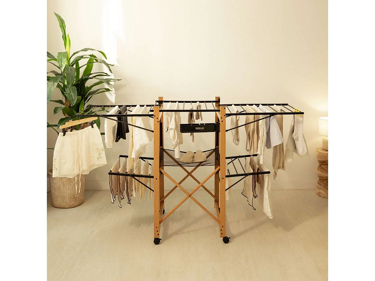 Tendedero Plegable  Wood V35 Negro - Newlux