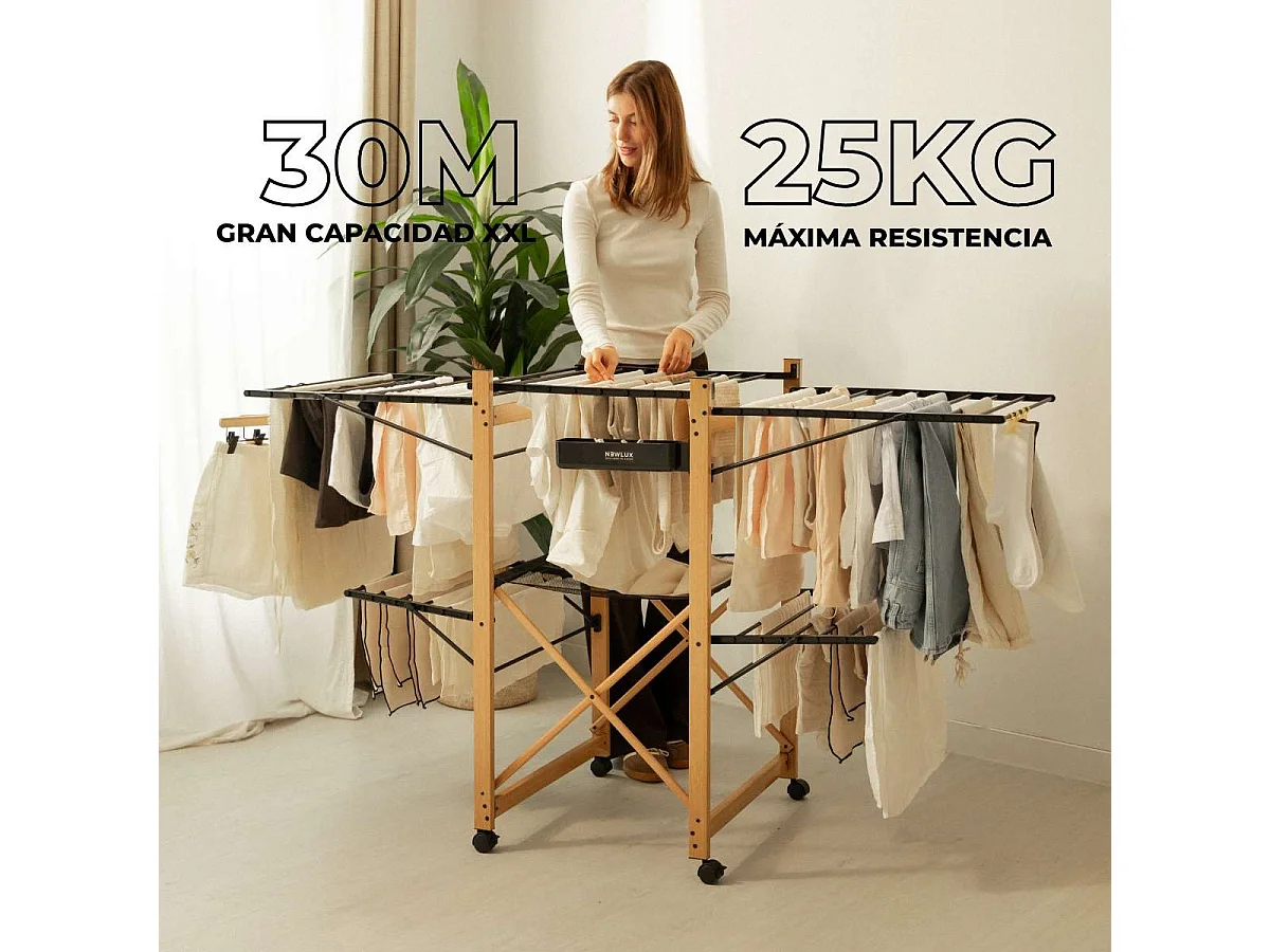 Tendedero Plegable  Wood V35 Negro - Newlux