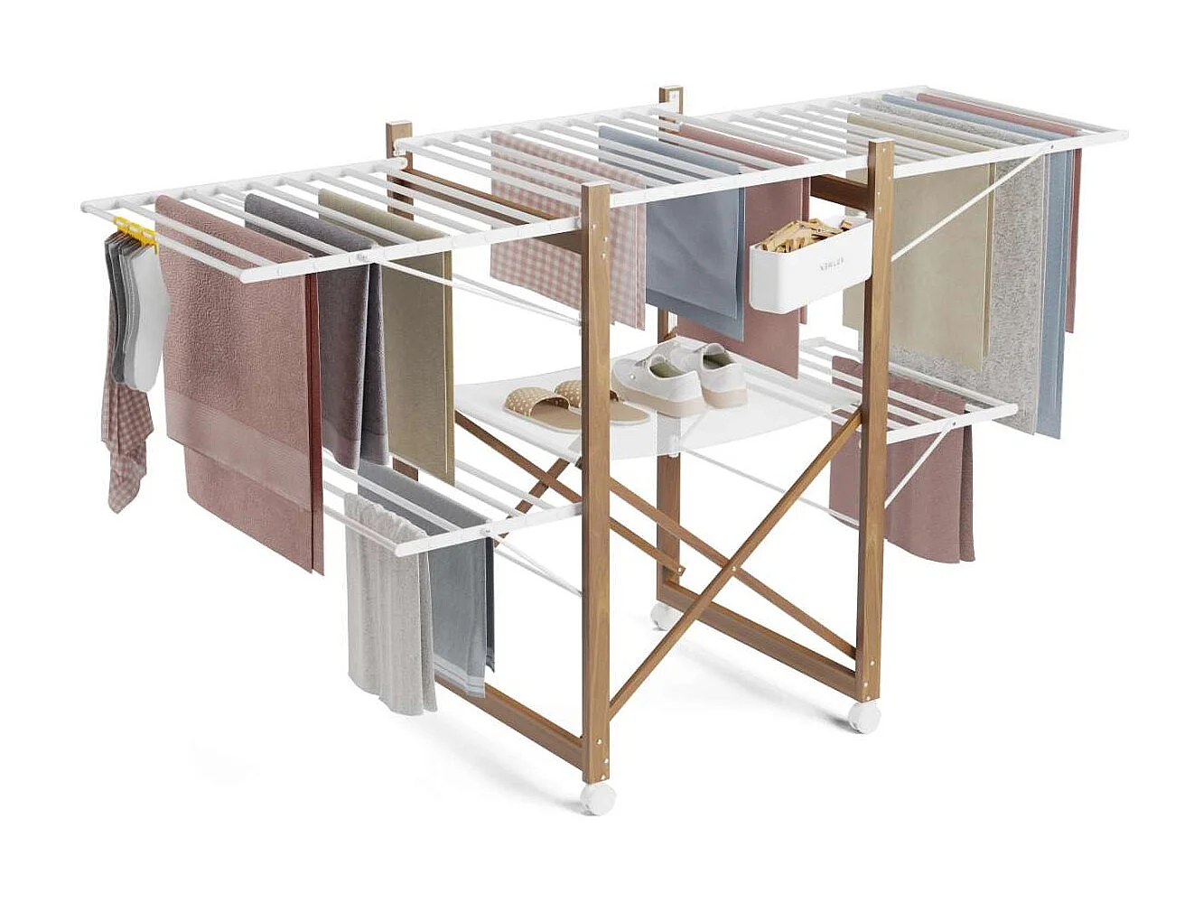 Tendedero Plegable  Wood V35 Blanco - Newlux