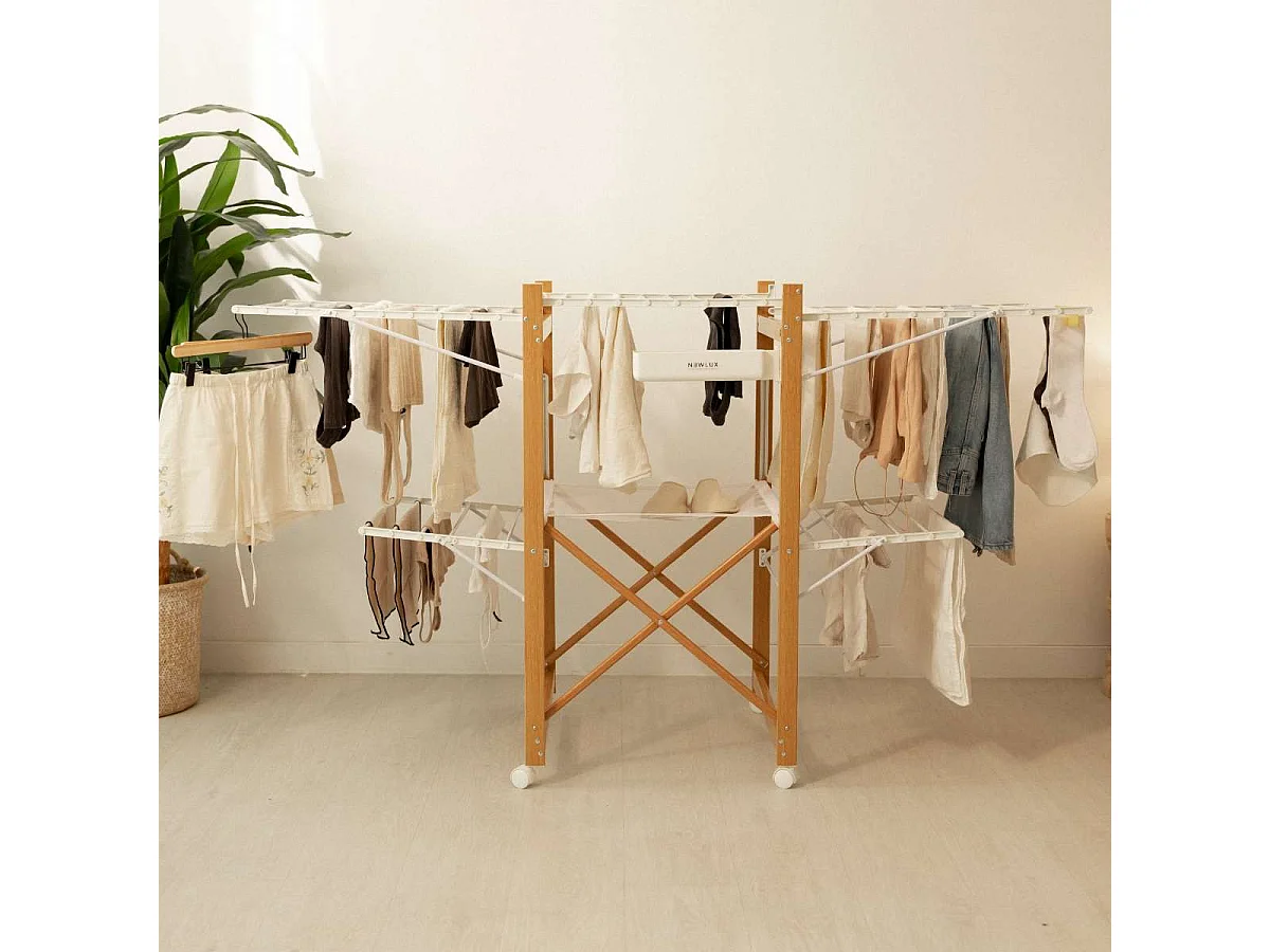 Tendedero Plegable  Wood V35 Blanco - Newlux