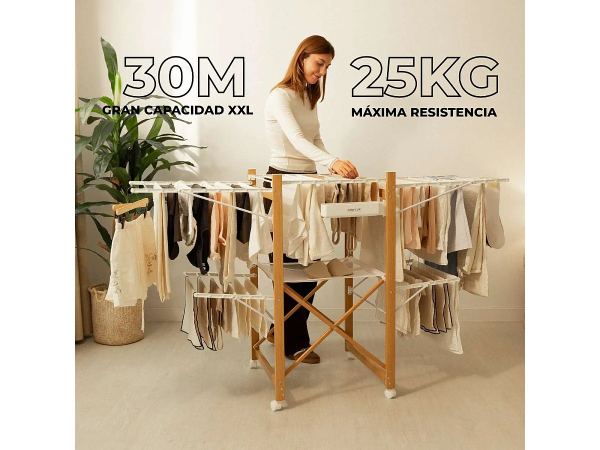 Tendedero Plegable  Wood V35 Blanco - Newlux