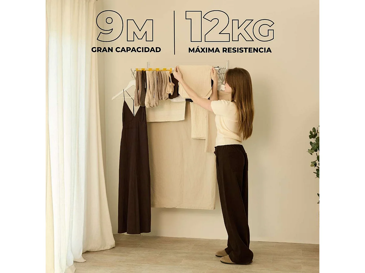 Tendedero Plegable Pared  Wall V80 Blanco - Newlux