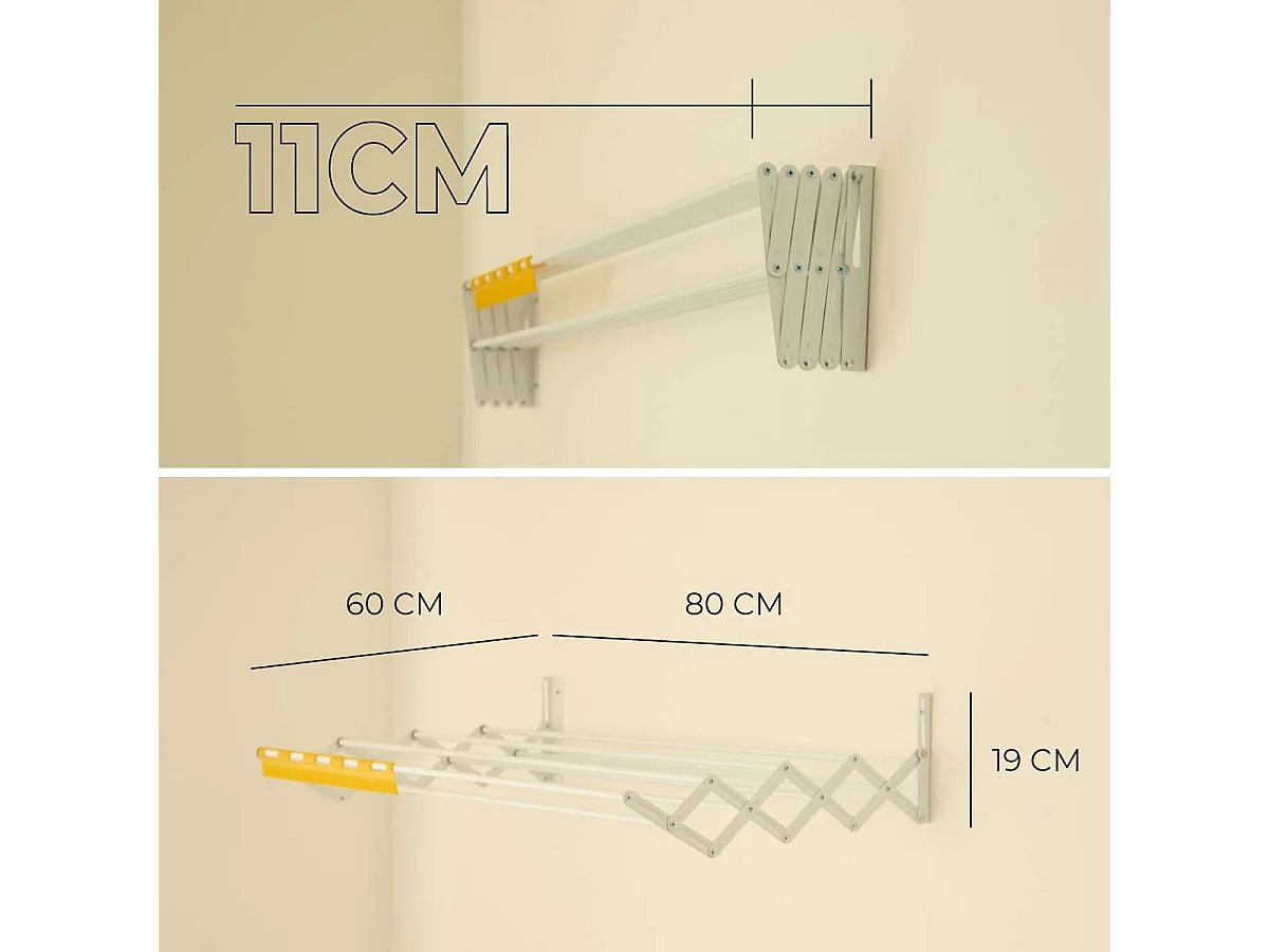 Tendedero Plegable Pared  Wall V80 Blanco - Newlux