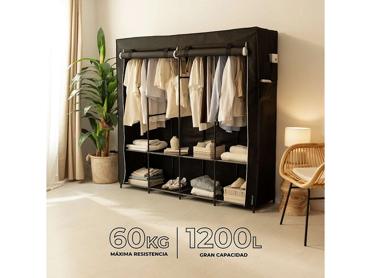 Armario de Tela  Canvas V170 Negro - Newlux