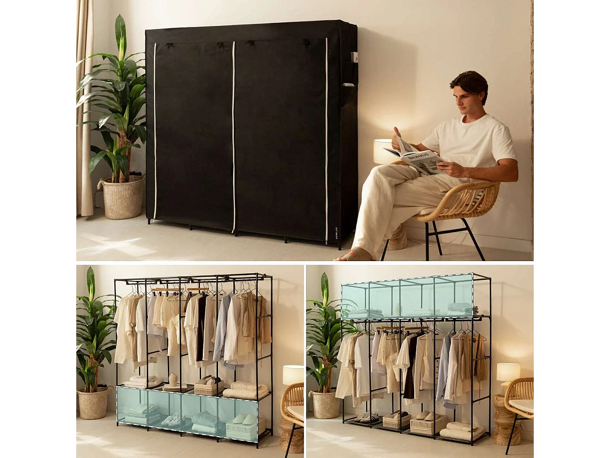 Armario de Tela  Canvas V170 Negro - Newlux