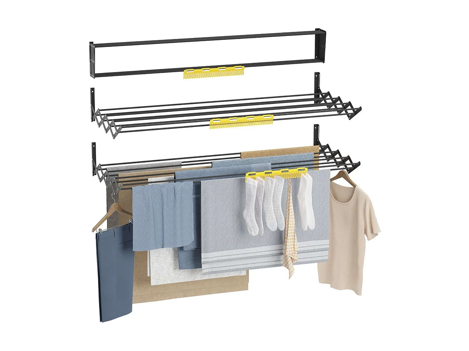 Tendedero Plegable Pared  Wall V120 Negro - Newlux