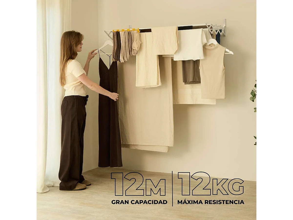 Tendedero Plegable Pared  Wall V120 Negro - Newlux