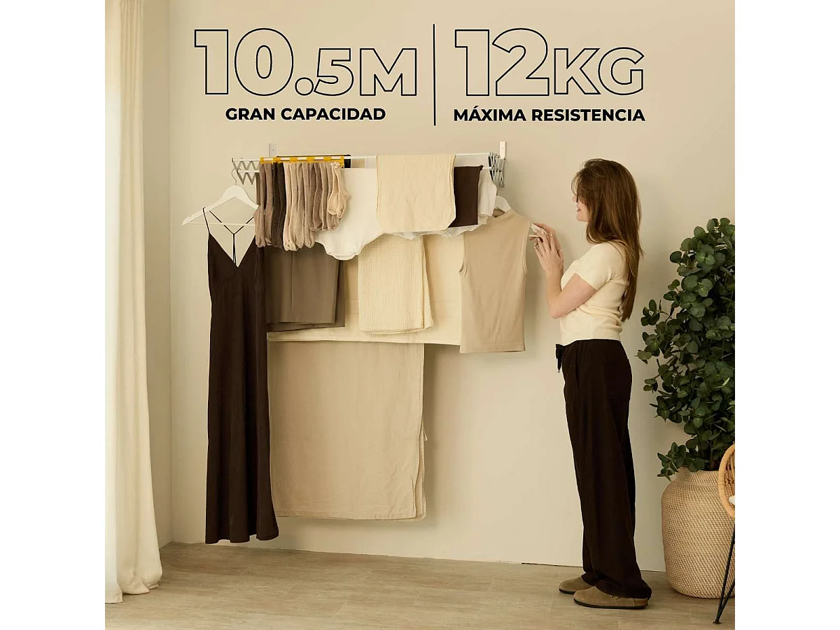 Tendedero Plegable Pared  Wall V100 Blanco - Newlux