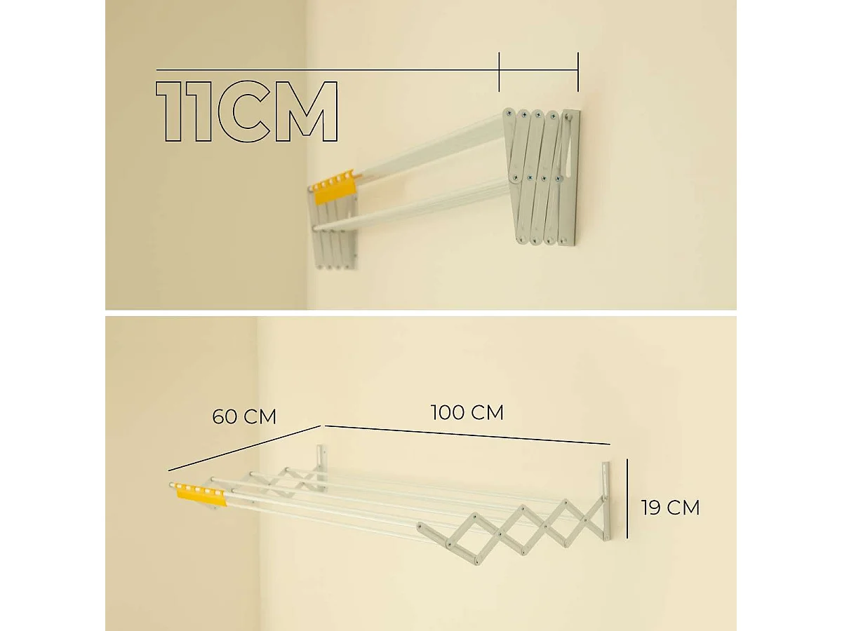 Tendedero Plegable Pared  Wall V100 Blanco - Newlux