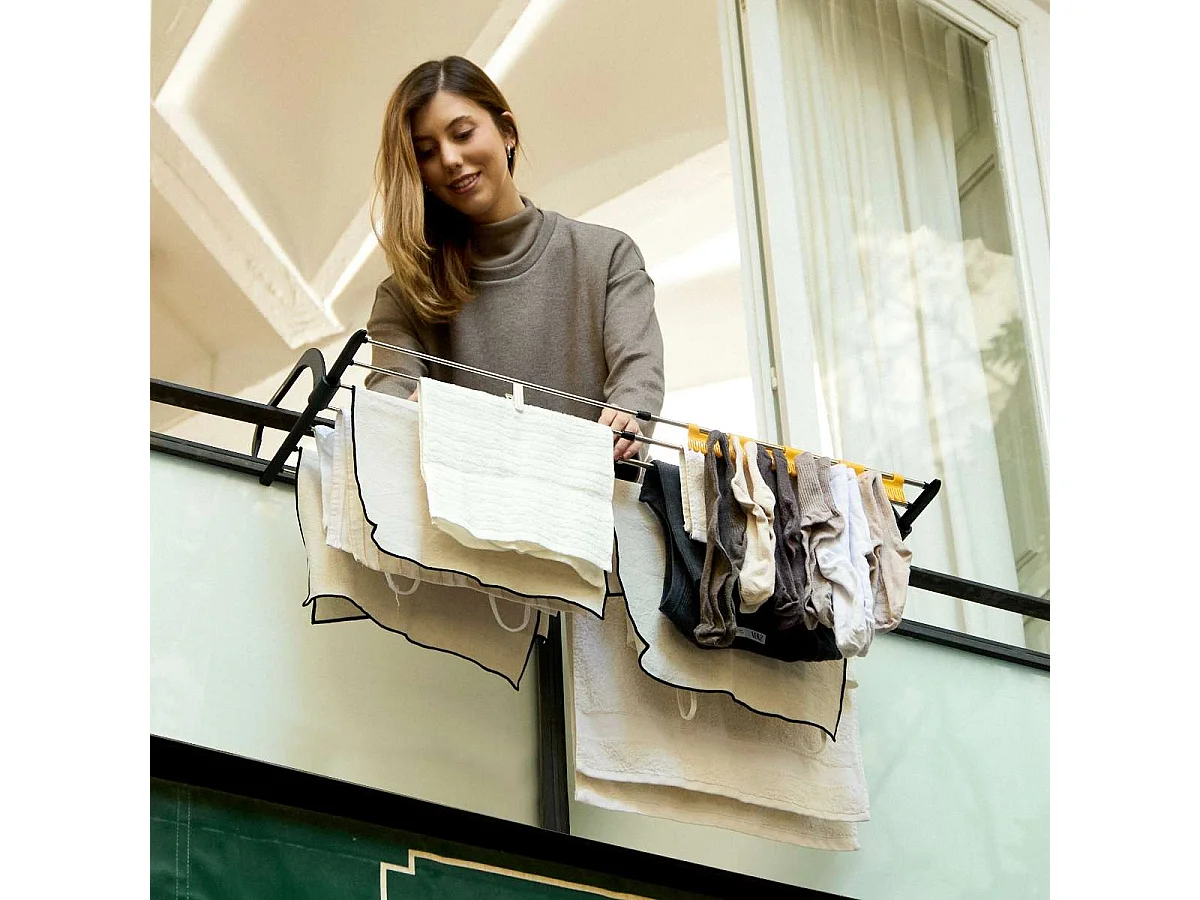 Tendedero Balcón  Aereo V9 Negro - Newlux