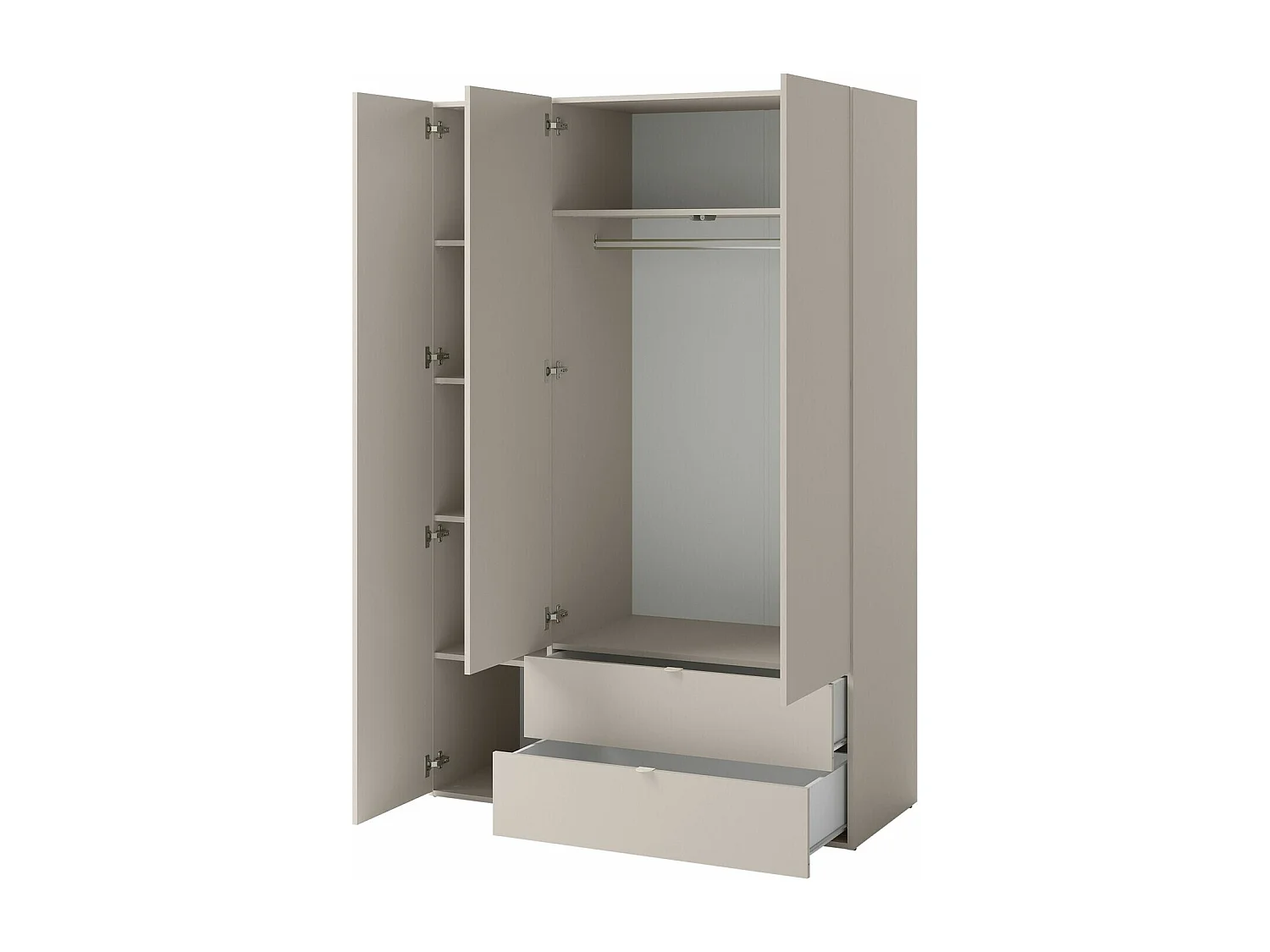 Armoire Delruvi 100, Cachemire, 201x130x55cm, Portes d'armoire: Avec des charnières