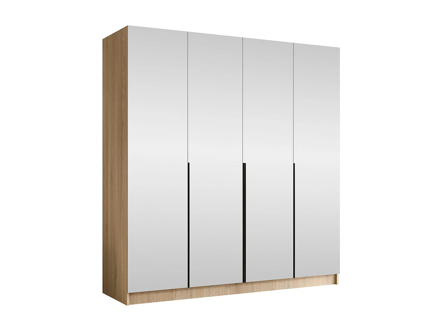 Armoire Closico Navor III, Clair bois|Noir, 215x200x58cm
