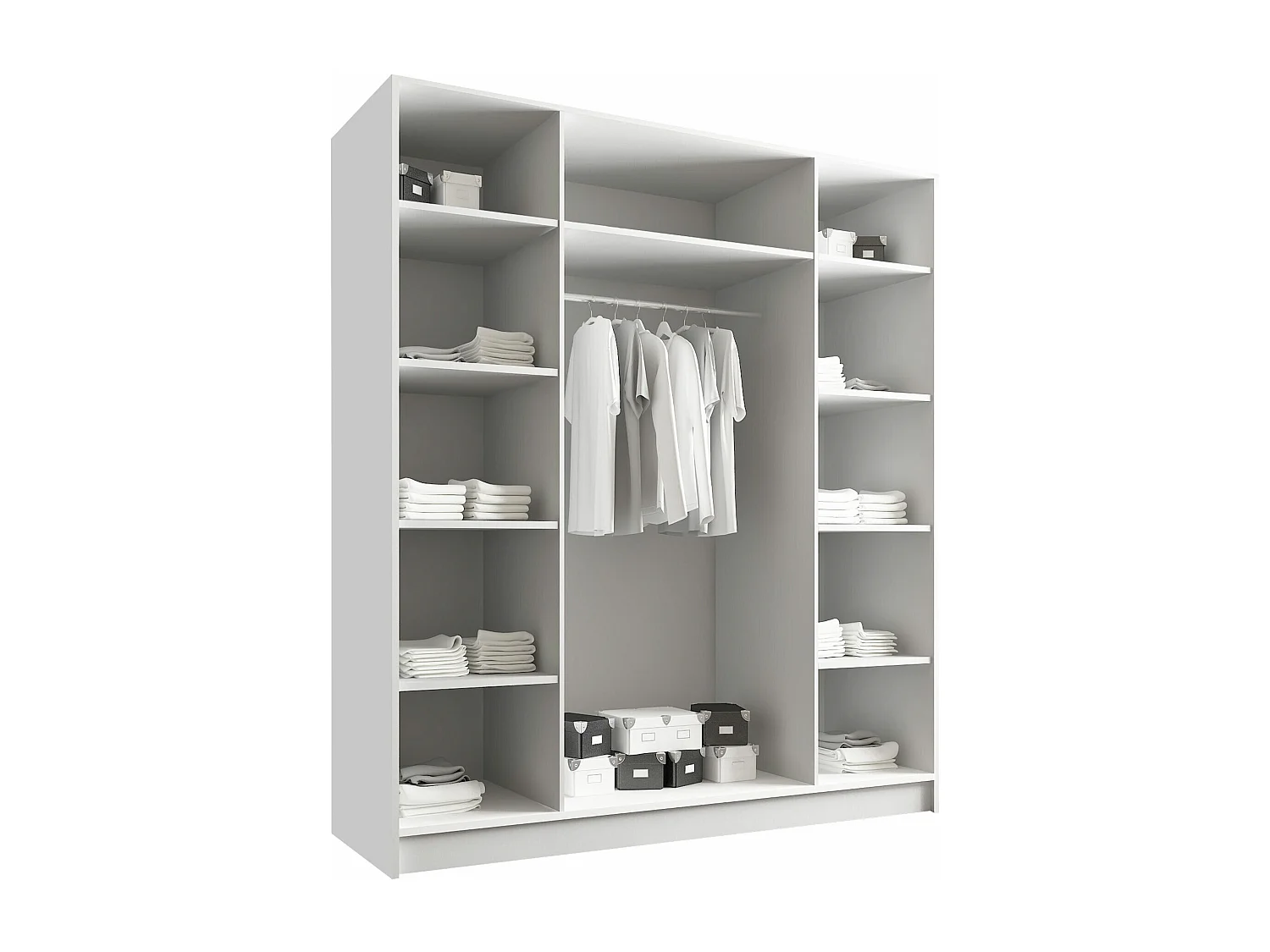 Armoire Closico Navor III, Clair bois|Noir, 215x200x58cm