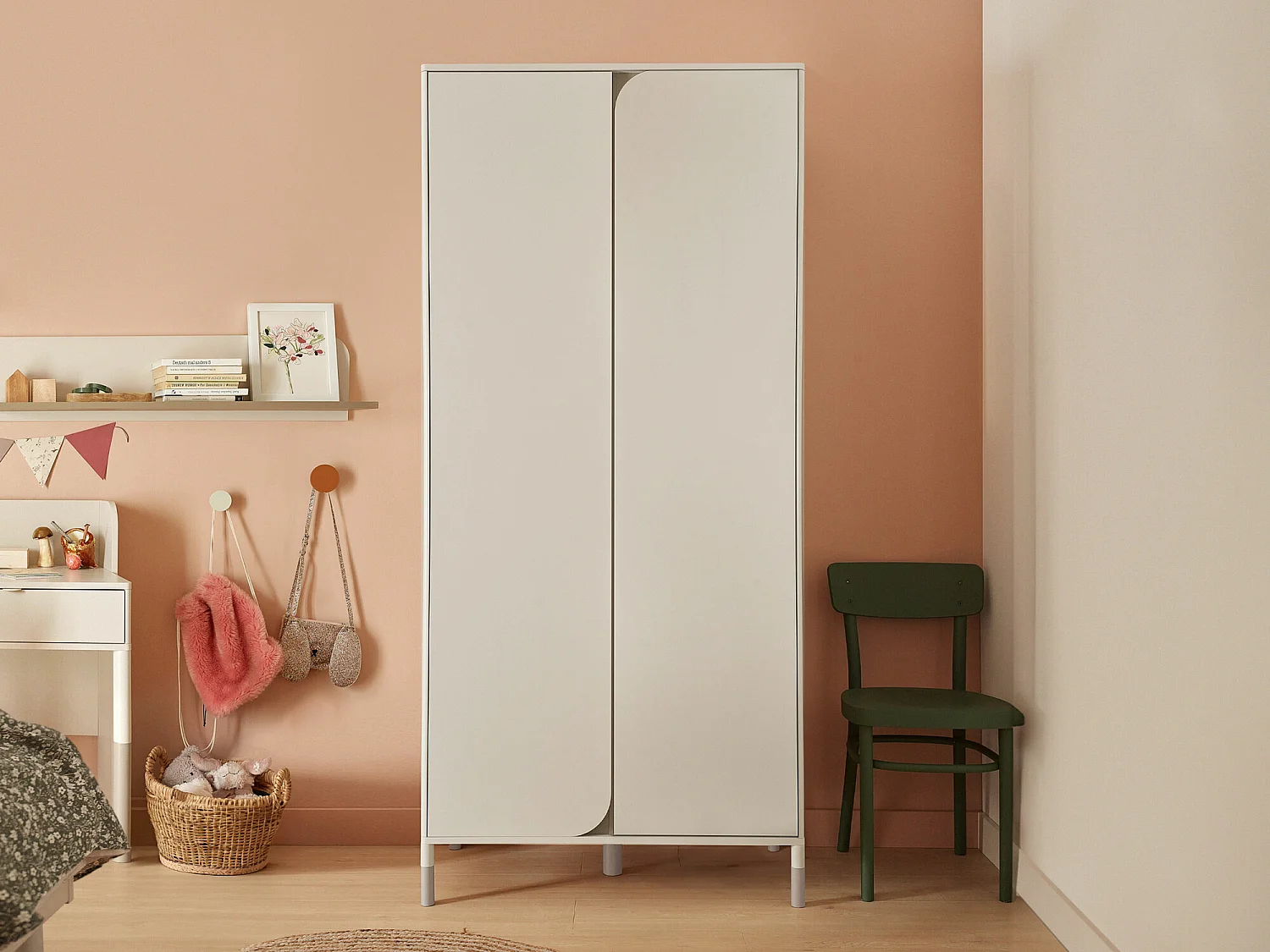 Armoire Lomsono 100, Beige, 201x92x50cm, Portes d'armoire: Avec des charnières
