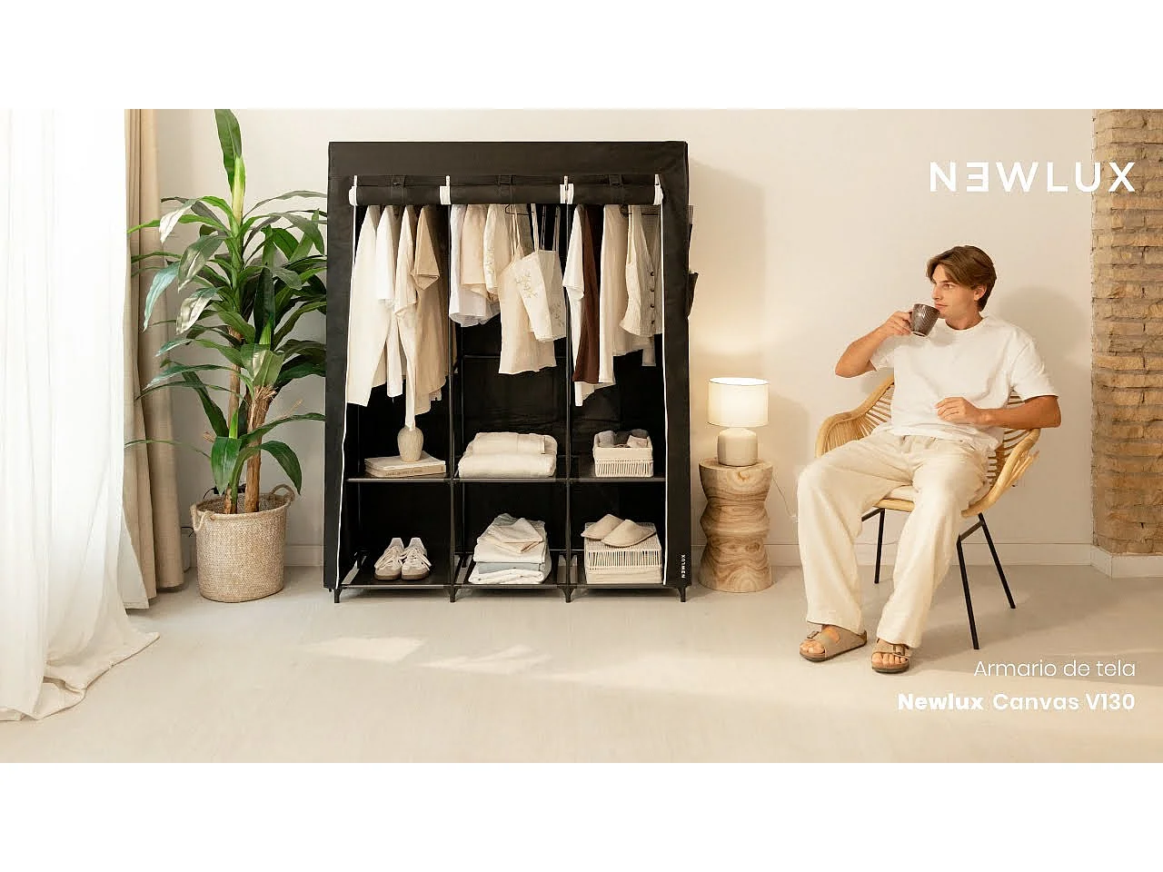 Armario de Tela  Canvas V130 Negro - Newlux